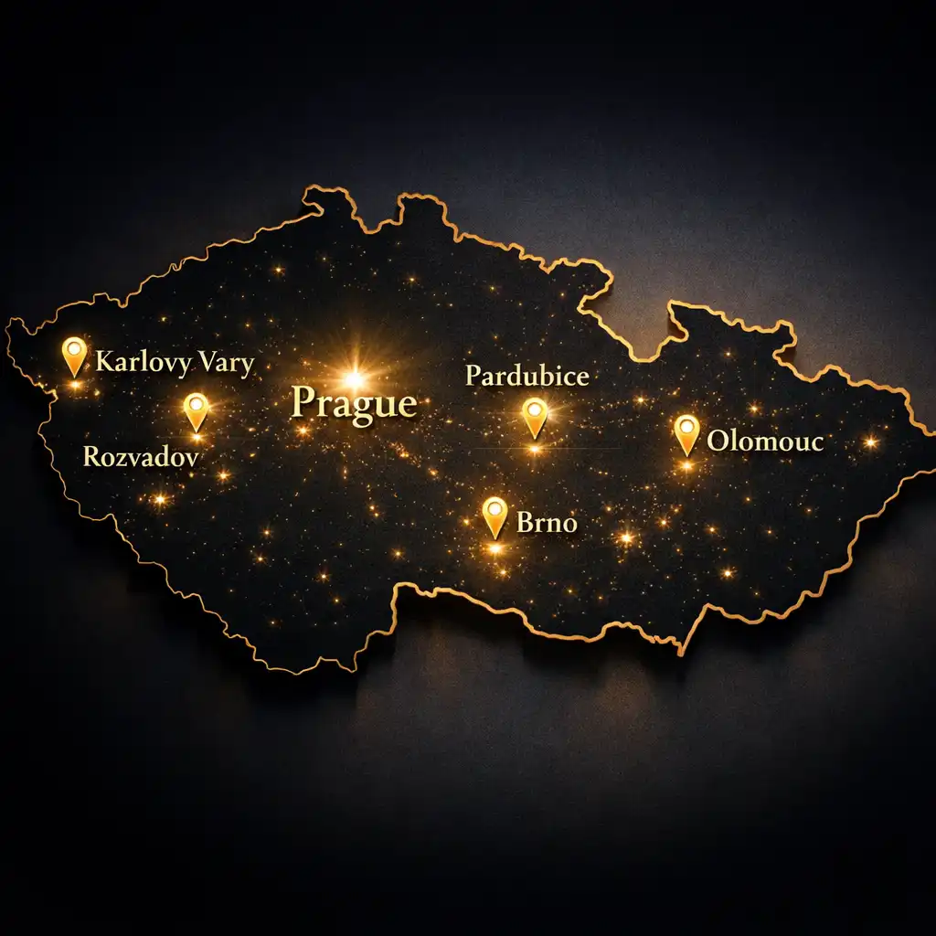 Mapa pokerových lokalit v ČR
