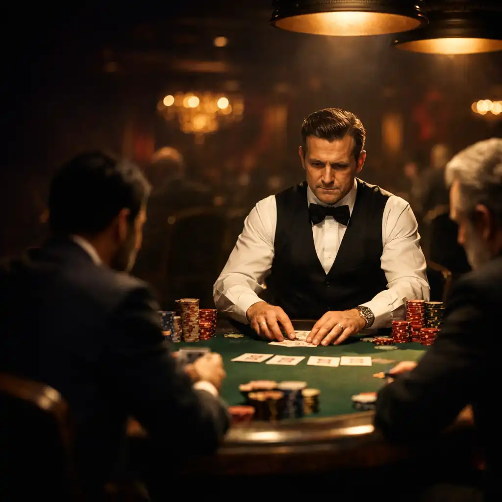 Finálový pokerový stůl s hráči